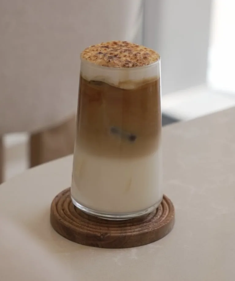 Iced crème brulée latté