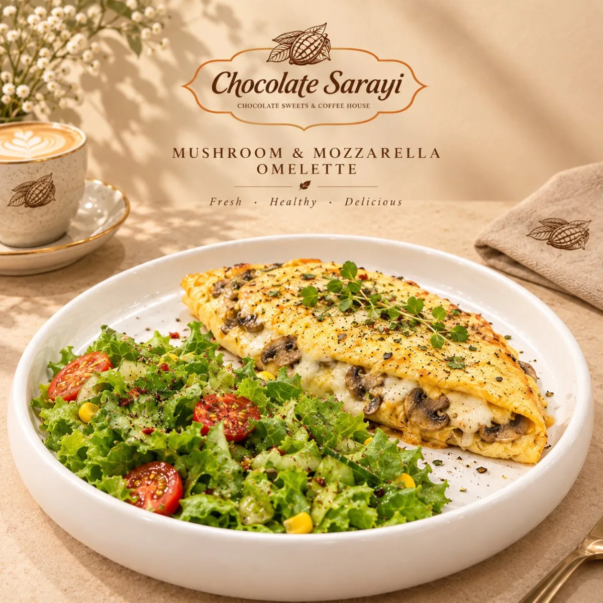 Mushrooms & mozzarella omlette